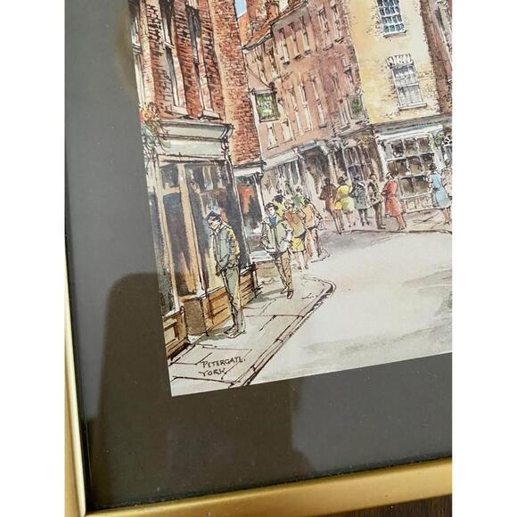 Small Framed Vintage York England Street Scene Print – Petergate & York Minster - Picture 2 of 5